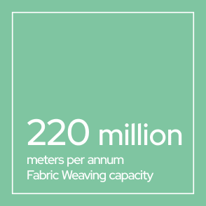 220 million meters per annum fabric weaving capacity